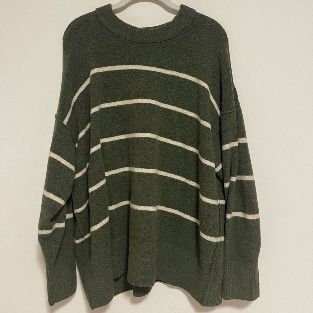 Aerie Unreal Striped Green Sweater - Size XL